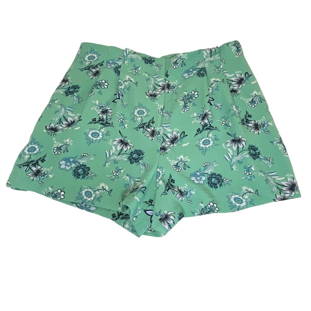 Ann Taylor Factory Rayon Shorts Women's 14 Green Floral Lightweight